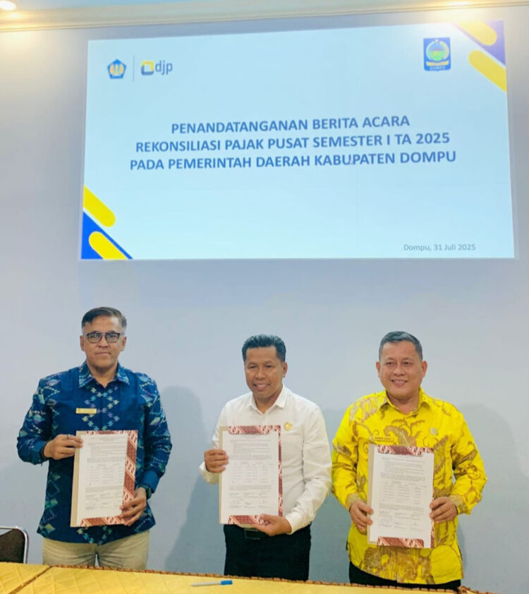 BPKAD Dompu, KPPN dan KPP Bima Tanda Tangani Berita Acara Rekonsiliasi Pajak 2025