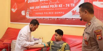 Polres Dompu Gelar Donor Darah Peringati HUT Humas Polri ke 74