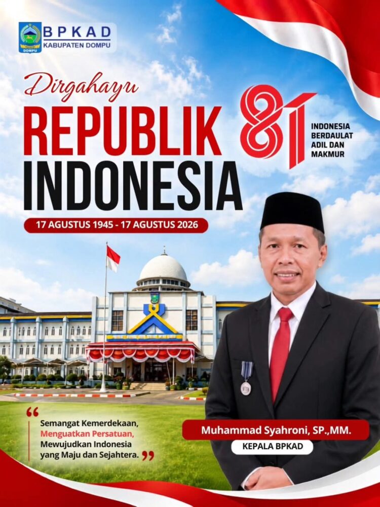 Kepala BPKAD Kabupaten Dompu, Muhammad Syahroni, SP.,MM Mengucapkan Dirgahayu Republik Indonesia ke 81