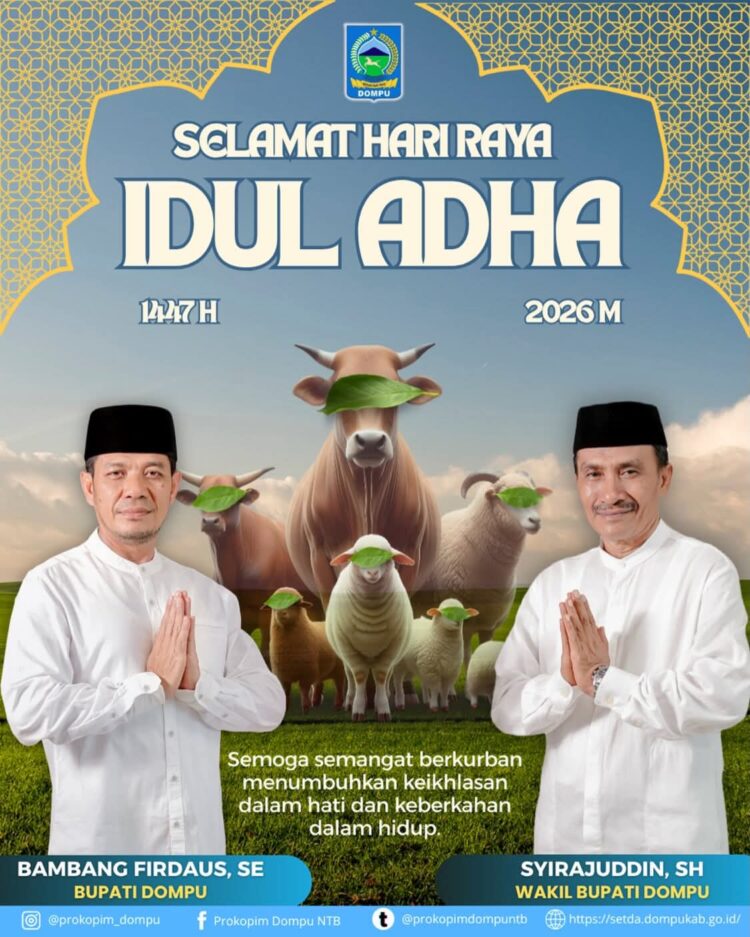 Bagian Umum Sekretariat Daerah (Setda) Dompu Mengucapakan Selamat Hari Raya Idul Adha 1447 Hijiriah